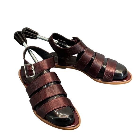 Calvin Klein Roman Gladiator Burgundy Strappy Ankle Buckle Sandal Women 8 - Picture 2 of 6